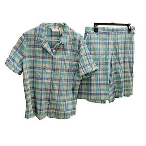 Alfred Dunner two piece shirt (size 16) and shorts (size 14) plaid